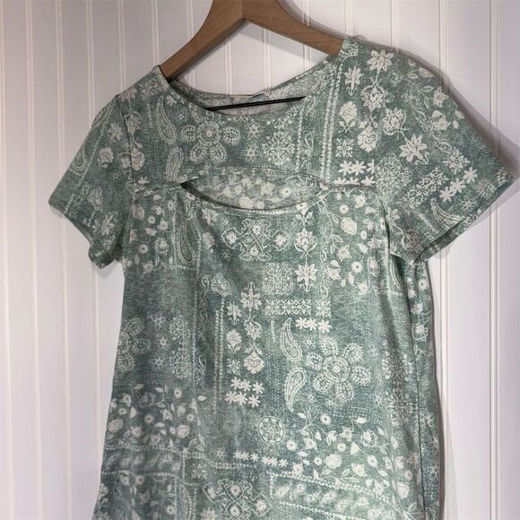 FSL+Apparel Green Bandana Print Cutout Top Women’s Small USA Made boho cottage - Picture 2 of 8